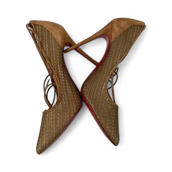 NWOT CHRISTIAN LOUBOUTIN Peropik Biscotto Mesh Red Bottom Stiletto Heels IT38.5 - Picture 4 of 12